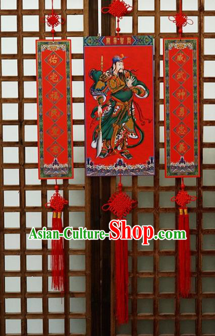 Chinese New Year Wood Door God Decoration Supplies China Traditional Spring Festival Lucky Pendant Items