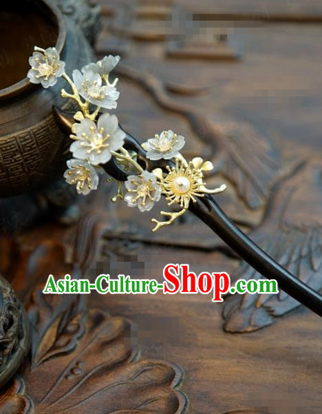 Traditional Chinese Handmade Court Ebony Plum Hairpins Hair Accessories Ancient Hanfu Hair Clip for Women