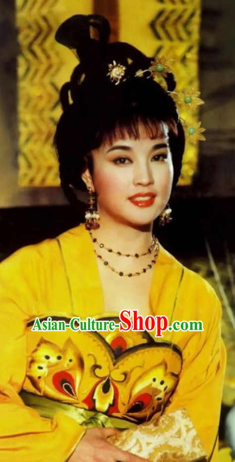 Chinese Classical Ancient Female Emperor Tang Dynasty Emperor Wu Zetian Wig and Hair Jewelry Set