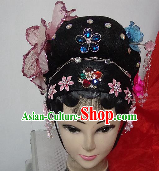 Chinese Beijing Opera Rich Lady Headgear Traditional Peking Opera Wig Sheath and Hair Accessories for Women