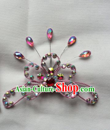 Chinese Beijing Opera Diva Crystal Hair Claw Hairpins Traditional Peking Opera Hair Accessories for Women