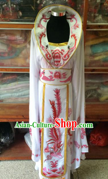 Chinese Beijing Opera Queen White Dress Traditional Peking Opera Empress Costume for Women