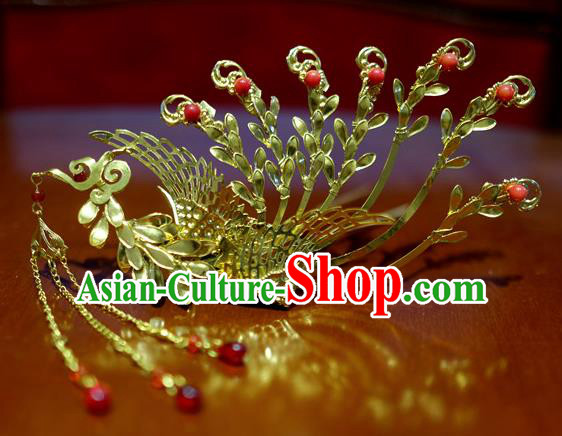 Chinese Traditional Ancient Court Queen Tassel Phoenix Hairpins Classical Hanfu Hair Accessories for Women
