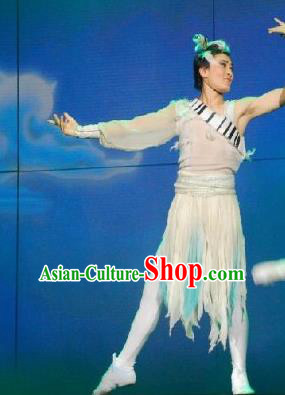 Chinese Tamrac Heaven Zang Nationality Male White Clothing Stage Performance Dance Costume for Men