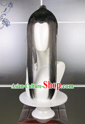 Traditional Chinese Cosplay Swordsman Black Wigs Sheath Ancient Young Kawaler Chignon for Men