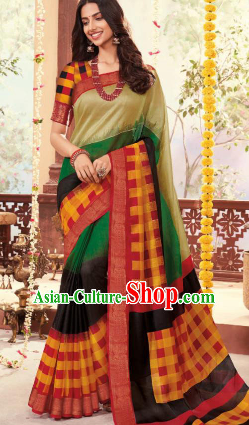 Asian Traditional Indian National Cotton Sari Dress India Lehenga Bollywood Costumes for Women