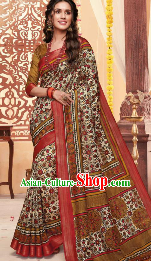 Asian Traditional Indian National Printing Cotton Sari Dress India Lehenga Bollywood Costumes for Women