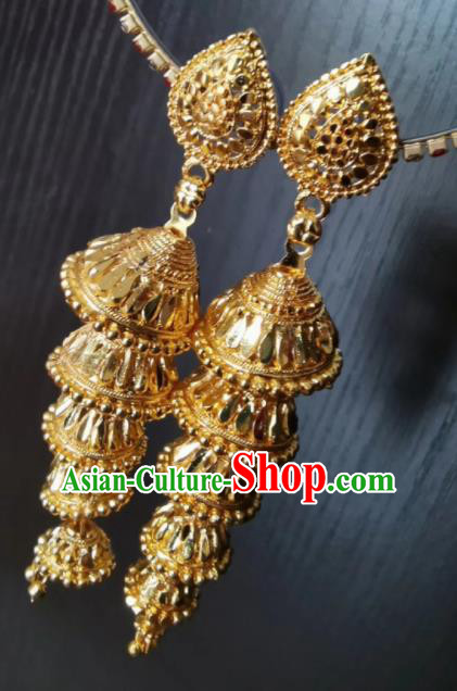 Indian Traditional Belly Dance Golden Ear Accessories Asian India National Earrings for Women