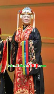 Huang Ye Hong Lou Chinese Peking Opera Dowager Jia Dress Stage Performance Dance Costume and Headpiece for Women