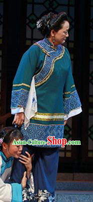 Shi Niang Chinese Classical Dance Old Lady Green Dress Stage Performance Dance Costume and Headpiece for Women