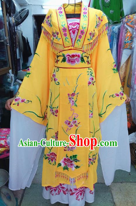 Chinese Traditional Beijing Opera Costume Peking Opera Princess Yellow Dress for Adults
