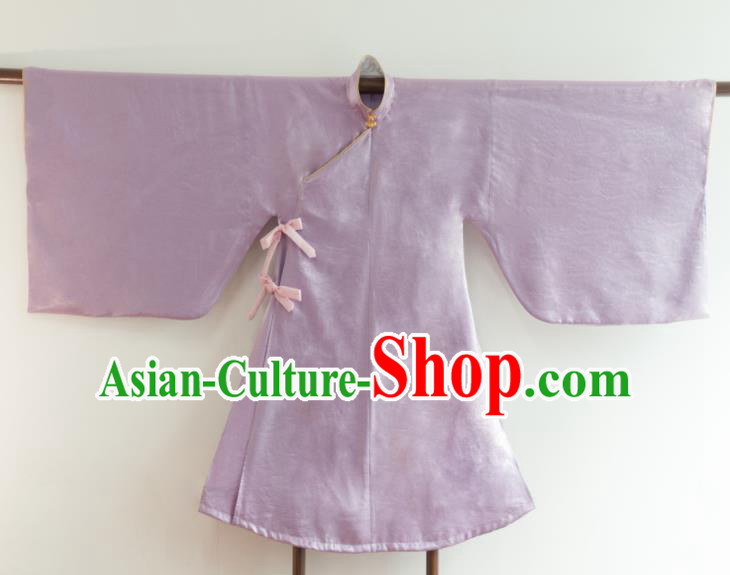 Chinese Ancient Princess Historical Costume Ming Dynasty Lilac Silk Blouse for Women