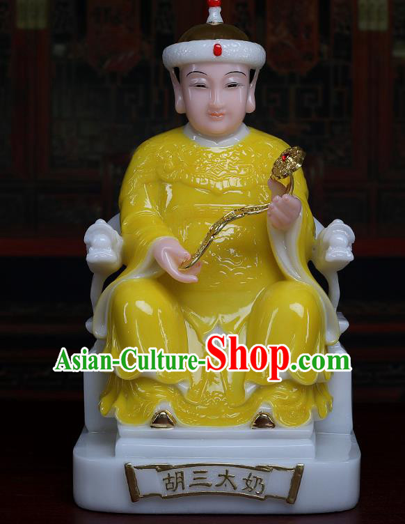 Chinese Traditional Religious Supplies Feng Shui Fox Goddess Yellow Cloth Statue Taoism Decoration
