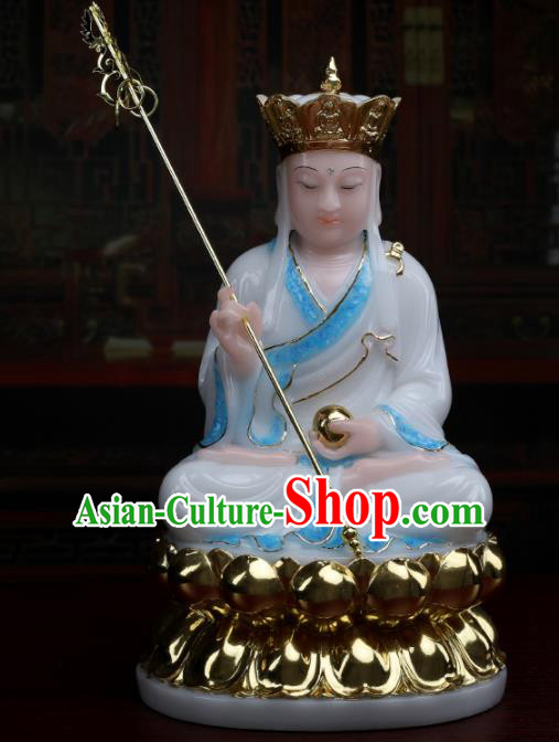 Chinese Traditional Religious Supplies Feng Shui Ksiti Garbha Blue Cloth Statue Buddhism Decoration
