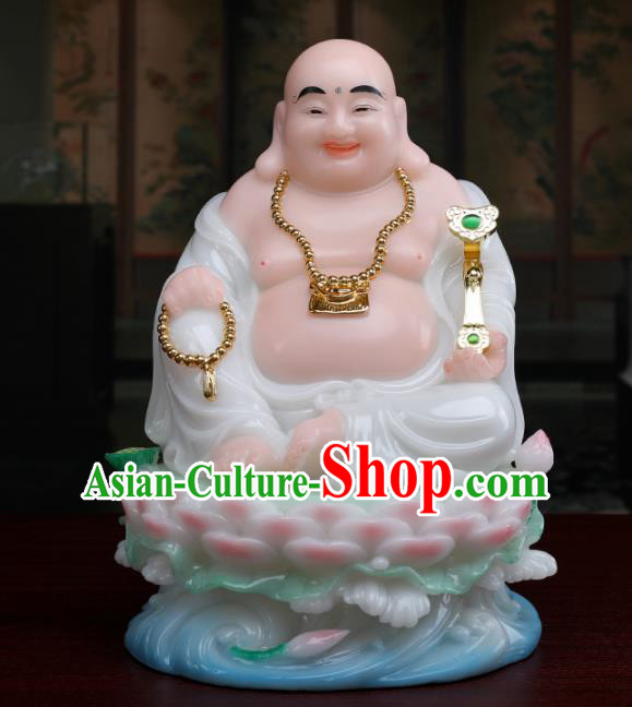 Chinese Traditional Religious Supplies Feng Shui Maitreya White Cloth Statue Buddhism Decoration