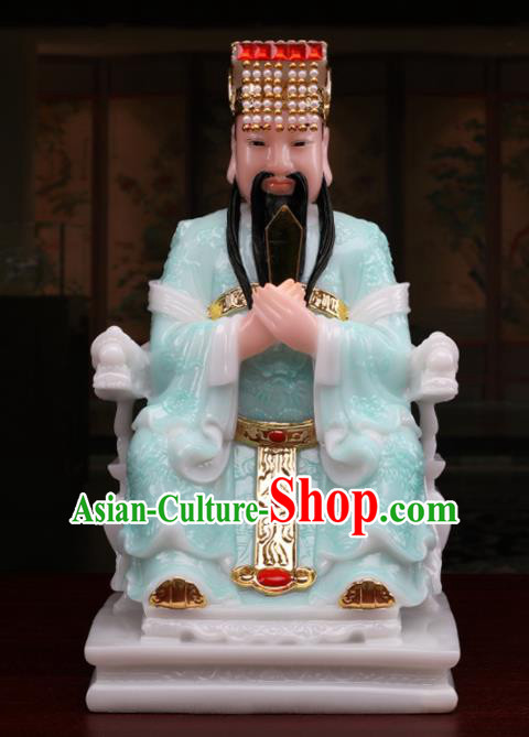Chinese Traditional Religious Supplies Feng Shui Green Cloth Taoism Supreme Deity Statue Decoration