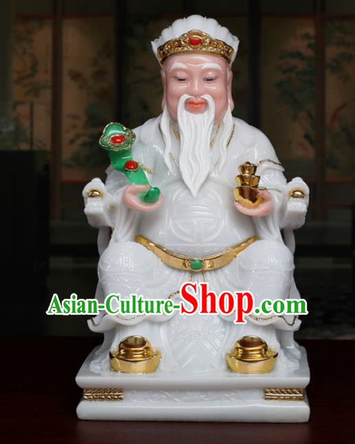 Chinese Traditional Religious Supplies Feng Shui White Marble Taoism Gnome Statue Decoration