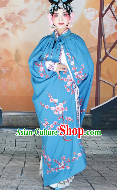 Traditional Chinese Beijing Opera Diva Costume Peking Opera Imperial Concubine Blue Cloak