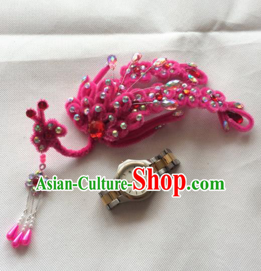 Asian Chinese Beijing Opera Hair Accessories Rosy Phoenix Hair Clip Ancient Princess Hairpins for Women