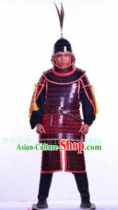 Chinese Ancient Drama Song Dynasty General Body Armor and Helmet Complete Set