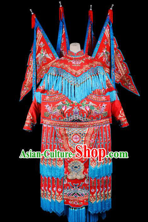 Professional Chinese Traditional Beijing Opera Female General Costume Peking Opera Red Clothing for Adults