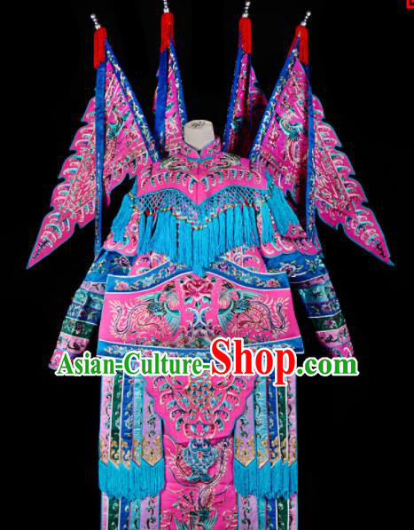 Professional Chinese Traditional Beijing Opera Female General Pink Costume for Adults