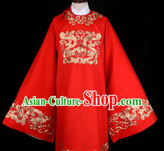 Professional Chinese Beijing Opera Costume Ancient Minister Red Embroidered Robe for Adults