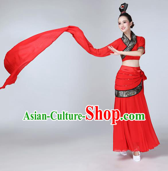 Chinese Traditional Red Water Sleeve Costume Classical Dance Dress for Women