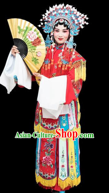 Chinese Traditional Peking Opera Imperial Consort Red Embroidered Dress Classical Beijing Opera Actress Costume for Adults