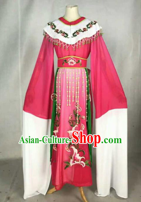 Chinese Traditional Beijing Opera Peri Princess Embroidered Dress Ancient Nobility Lady Rosy Costume for Women