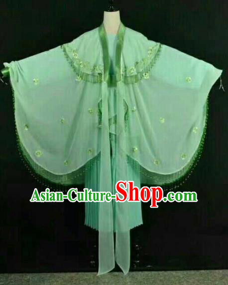 Chinese Traditional Beijing Opera Blues Green Dress Ancient Swordswoman Costume for Women