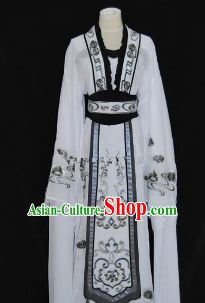 Chinese Traditional Beijing Opera Actress White Dress Peking Opera Princess Embroidered Costume for Women
