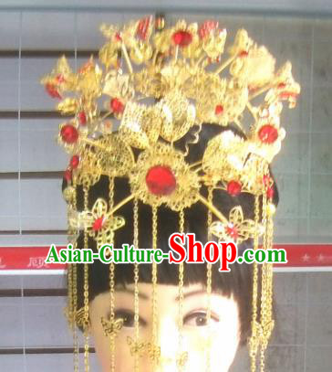 Chinese Traditional Beijing Opera Diva Hair Accessories Ancient Bride Phoenix Coronet Headwear for Women