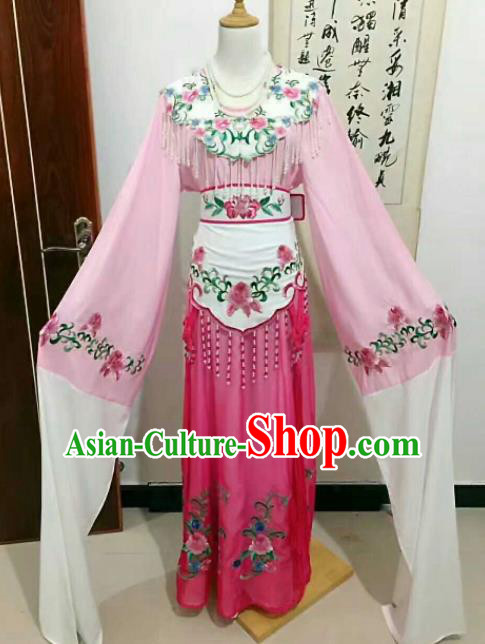 Chinese Traditional Peking Opera Artiste Costume Ancient Princess Embroidered Pink Dress for Women