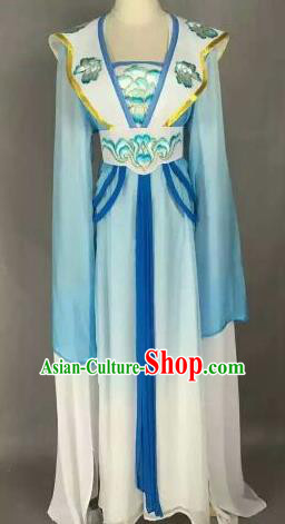 Chinese Ancient Peri Embroidered Blue Dress Traditional Peking Opera Princess Costume for Women
