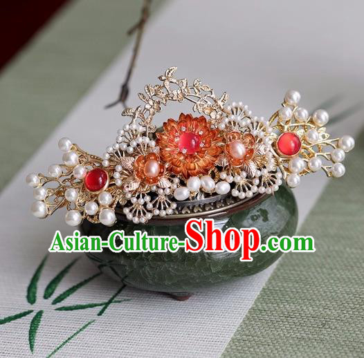 Chinese Traditional Hanfu Hair Accessories Ancient Princess Golden Pine Hairpins for Women