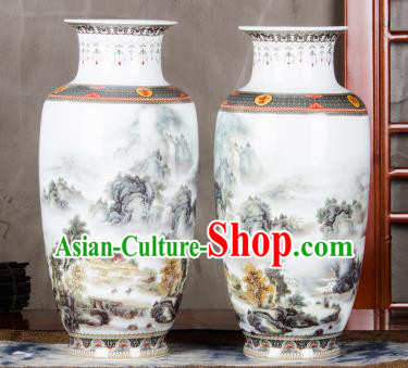 Chinese Traditional Printing Valley View Enamel Vase Jingdezhen Ceramic Handicraft