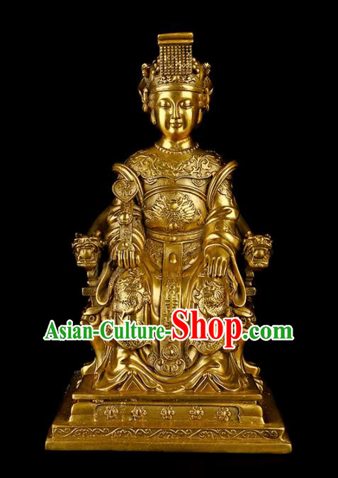 Chinese Traditional Feng Shui Items Taoism Brass Heavenly Queen Mother Statue Decoration