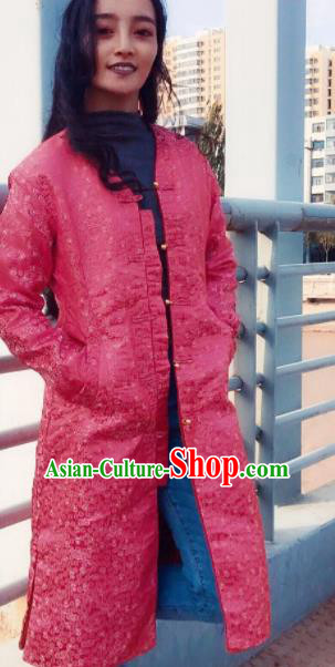 Chinese Traditional Ethnic Female Pink Dust Coat Zang Nationality Costume for Women