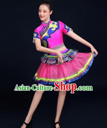 Traditional Chinese Ethnic Folk Dance Dress Miao Nationality Stage Performance Costume for Women