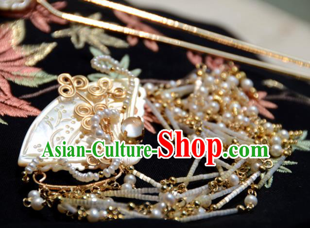 Traditional Chinese Hanfu Hair Accessories Ancient Princess Tassel Shell Hair Claw Hairpins for Women