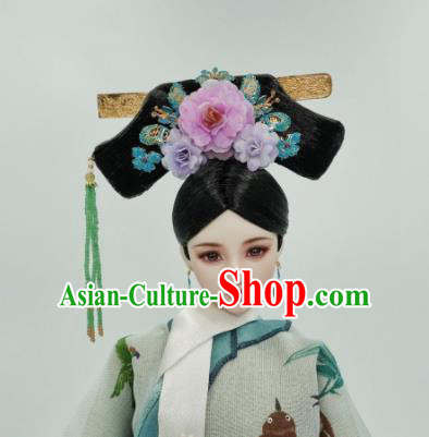 Chinese Ancient Qing Dynasty Manchu Princess Headwear Traditional Palace Hair Accessories for Women