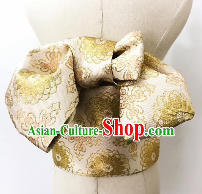 Japanese Handmade Kimono Golden Brocade Waistband Japan Traditional Yukata Belts for Women