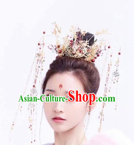 Chinese Handmade Hanfu Tassel Phoenix Coronet Hairpins Traditional Ancient Princess Hair Accessories for Women