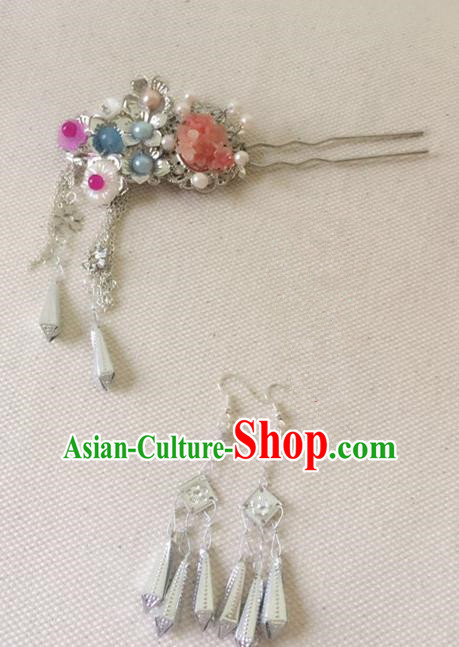 Traditional Chinese Handmade Tassel Hair Clip Hanfu Hairpins Ancient Imperial Consort Hair Accessories for Women