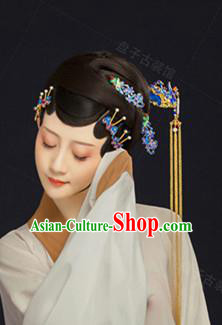 Chinese Handmade Hanfu Palace Hairpins Blueing Hair Clip Traditional Ancient Princess Hair Accessories for Women