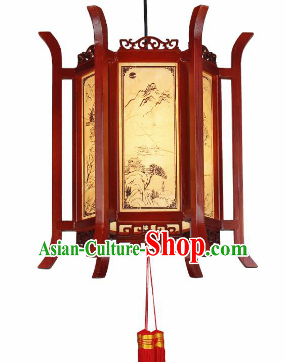 Chinese Traditional Wood Hanging Lantern Handmade New Year Palace Lanterns Ceiling Lamp