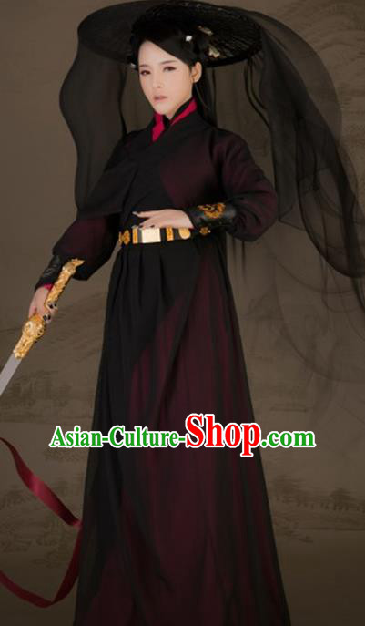 Chinese Ancient Female Swordsman Hanfu Dress Traditional Song Dynasty Knight Historical Costume for Women