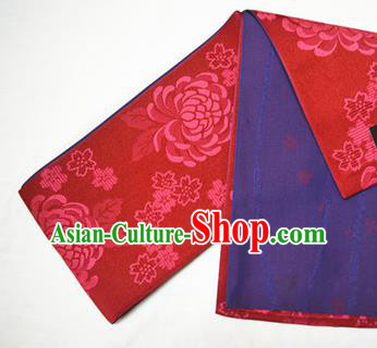 Japanese Traditional Kimono Red Brocade Belts Asian Handmade Japan Geisha Yukata Waistband for Women