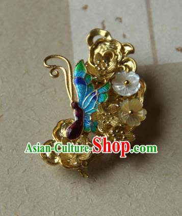 Traditional Chinese Ancient Princess Blueing Butterfly Hair Claw Hairpins Handmade Hanfu Hair Accessories for Women